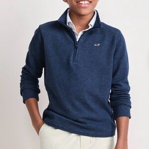 Vineyard Vines saltwater quarter 3/4 zip sweater boys size small 8-10 navy blue